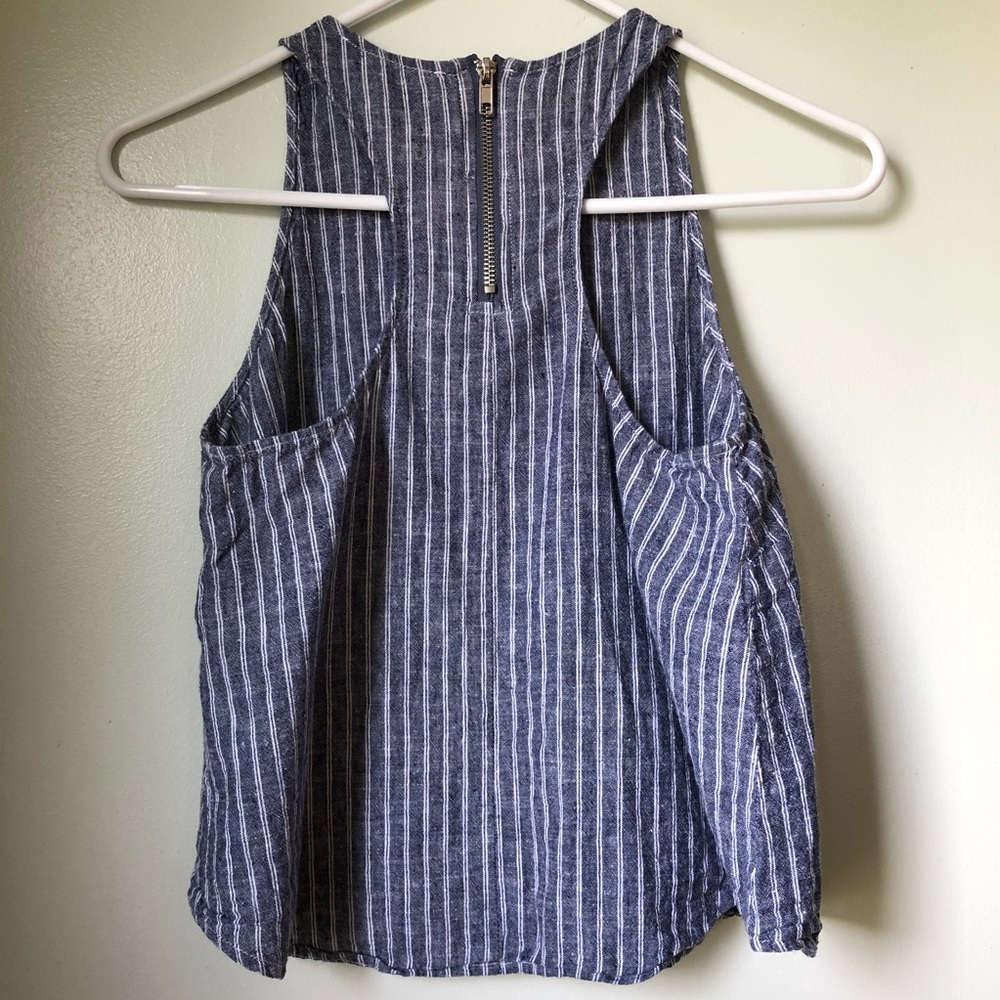 Love Tree Linen Blend Stripped Racerback Tank - Picture 2 of 7